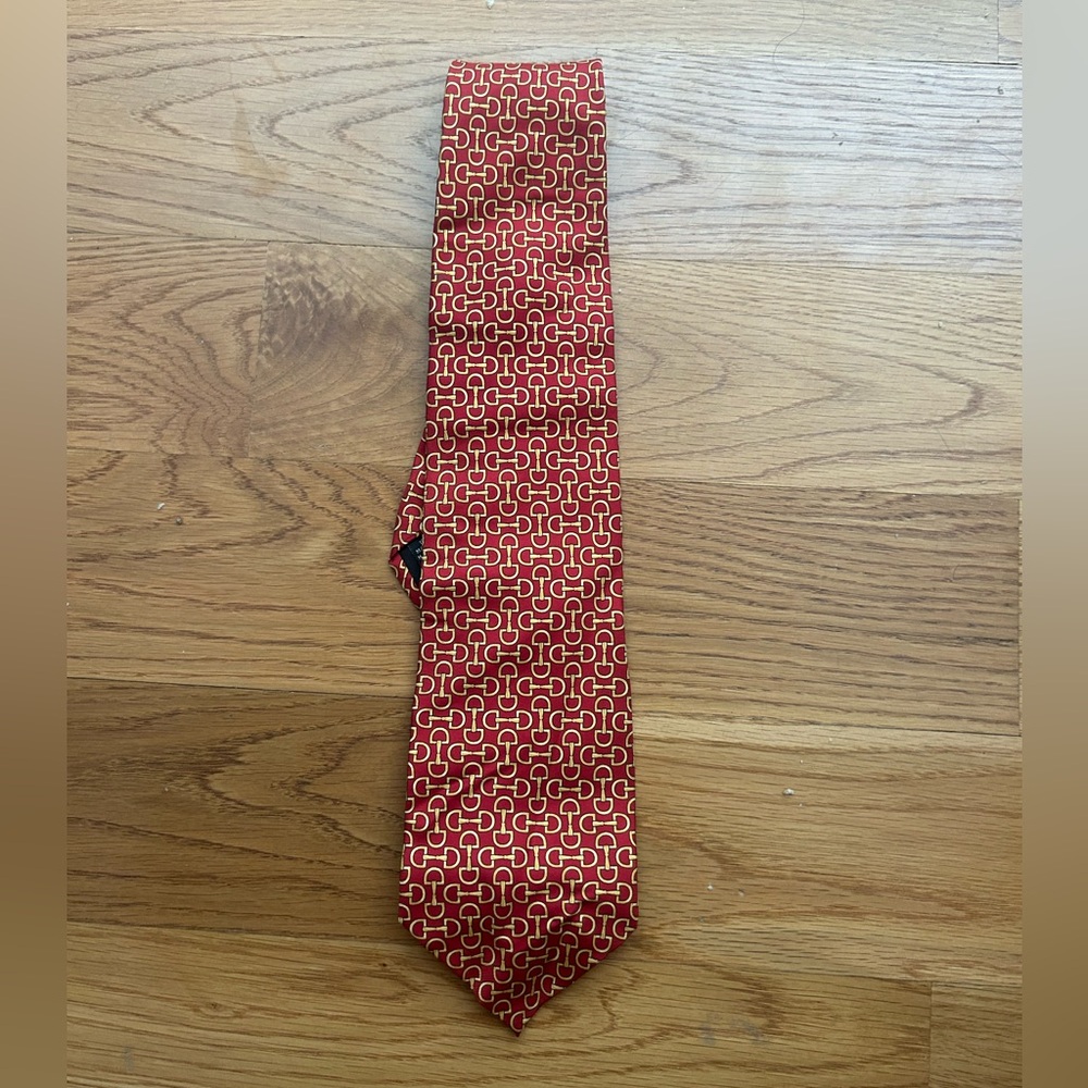 Paolo Gucci Red and Gold Geometric Men's Silk Tie
